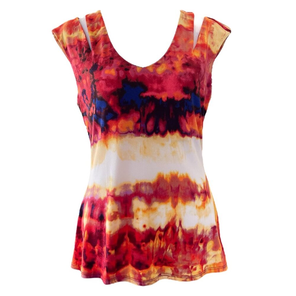 NWT Bold Elements Orange Yellow Red Purple Blue Sleeveless Shell Blouse Tank Top
